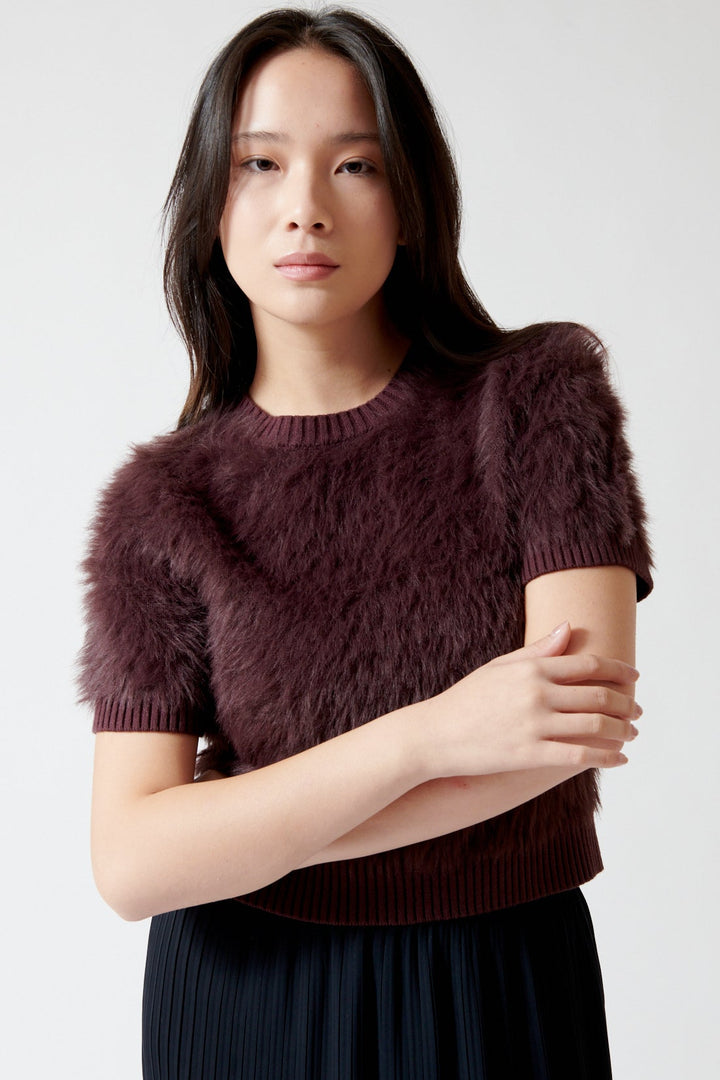 Lilly wearing Lilla P Short Sleeve Brushed Crewneck front view