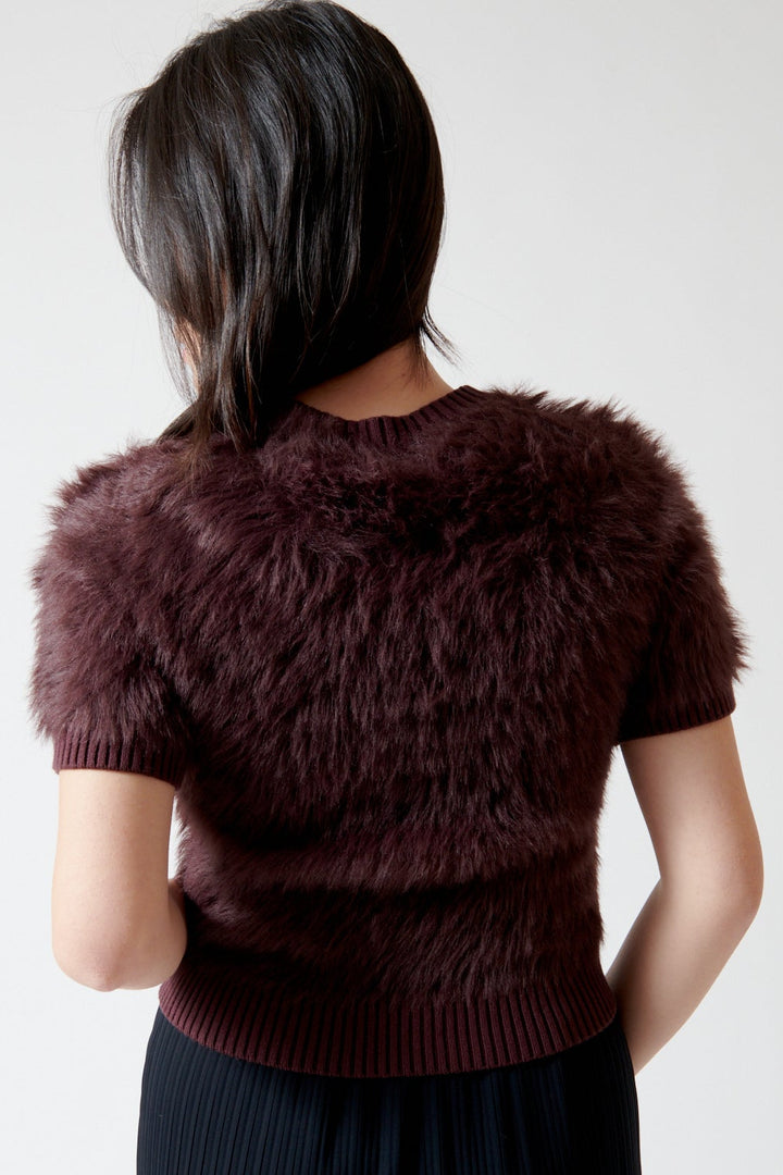 Lilly wearing Lilla P Short Sleeve Brushed Crewneck rear view