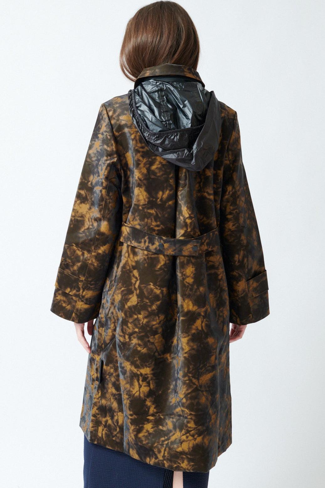 Angela wearing Rains Nara W Long Jacket W3 rear view