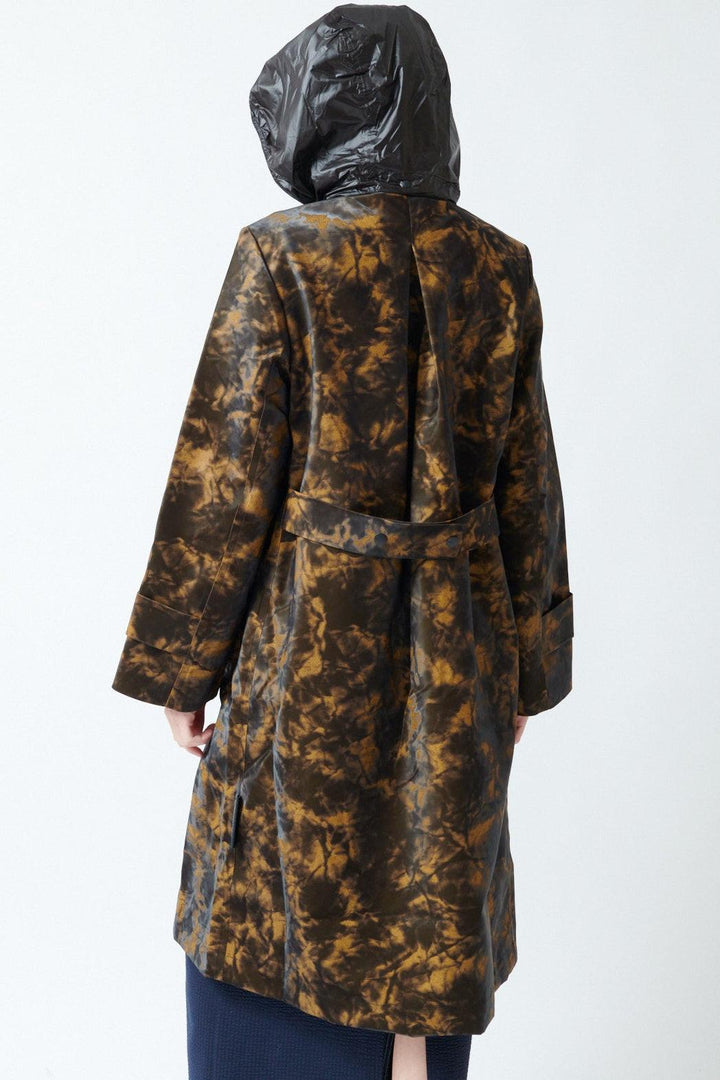 Angela wearing Rains Nara W Long Jacket W3 rear view
