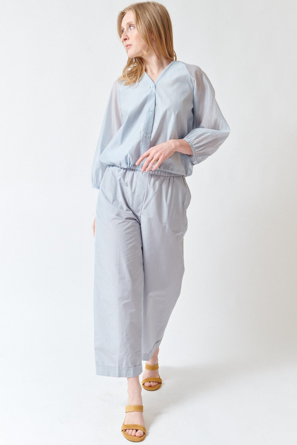 Madi wearing Peserico Technical Cotton Blend Pants front view