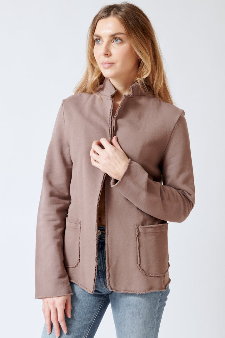 Mari wearing Frank & Eileen Dublin Knit Blazer front view