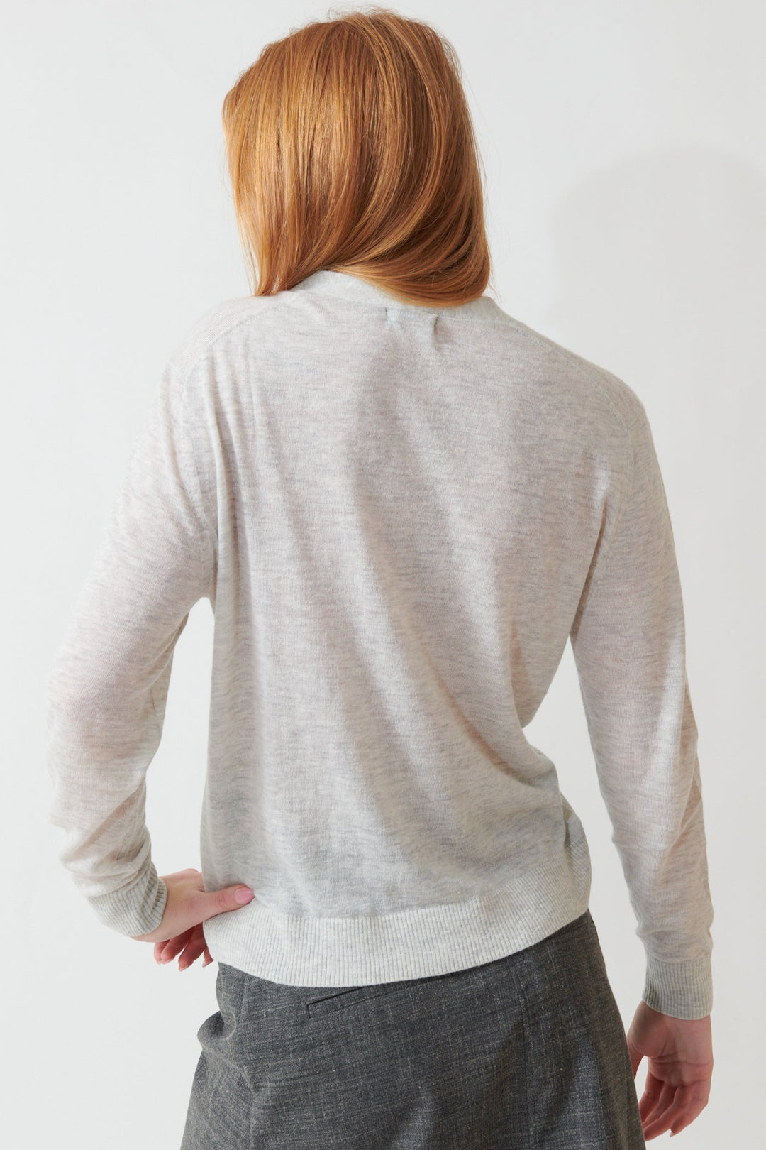 Aysia wearing Soeur Gianna Cardigan rear view