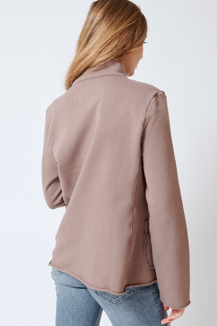 Mari wearing Frank & Eileen Dublin Knit Blazer rear view