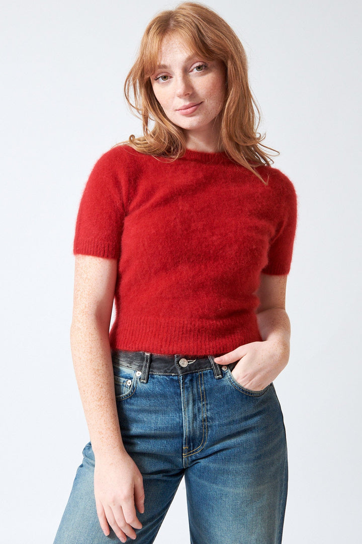 Waverly wearing White + Warren Brushed Cashmere Tee front view