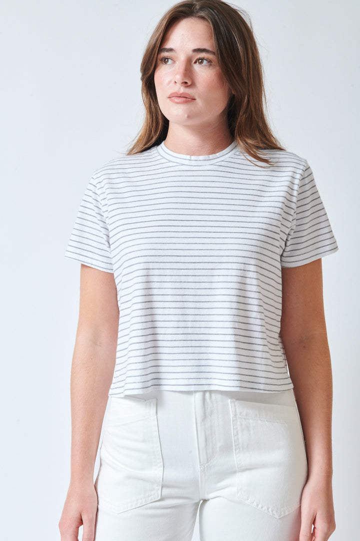 Julia wearing ASKK NY Shrunken Boy Tee front view