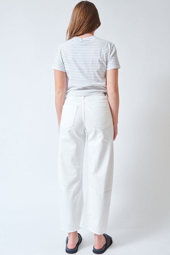 Julia wearing ASKK NY Twisted Barrel Pant rear view