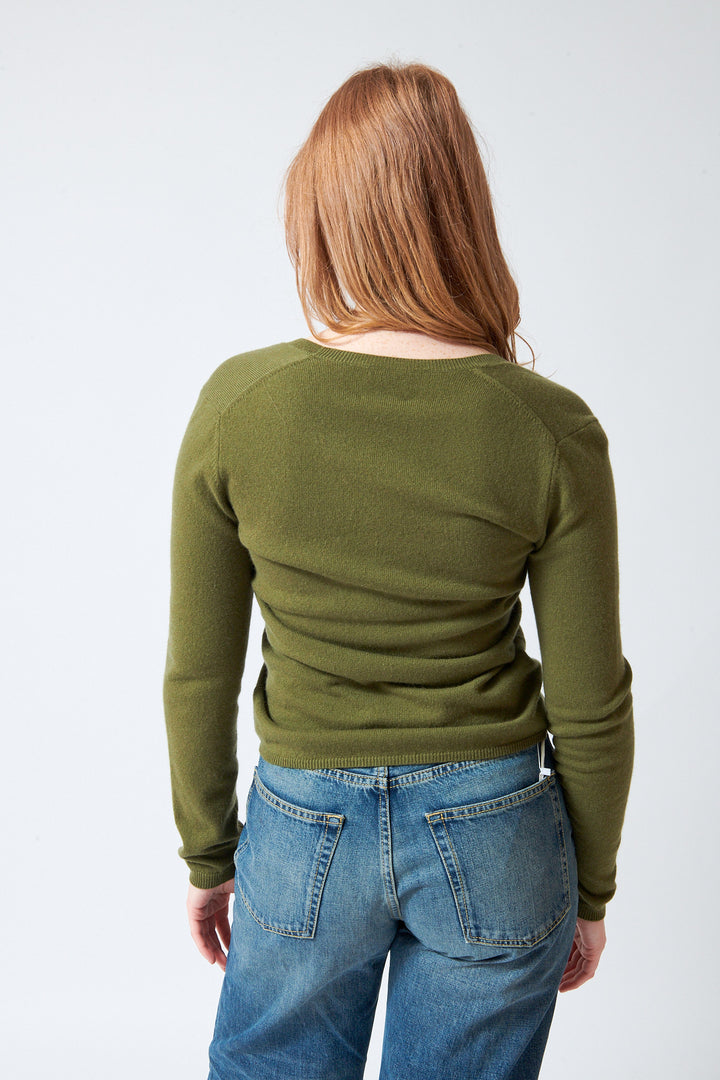 Allude Cashmere Long Sleeve V Cardigan