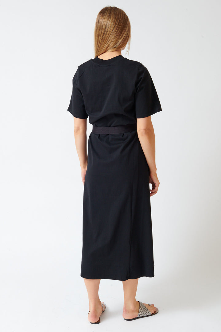 Mari wearing Kowtow T Shirt Swing Dress rear view