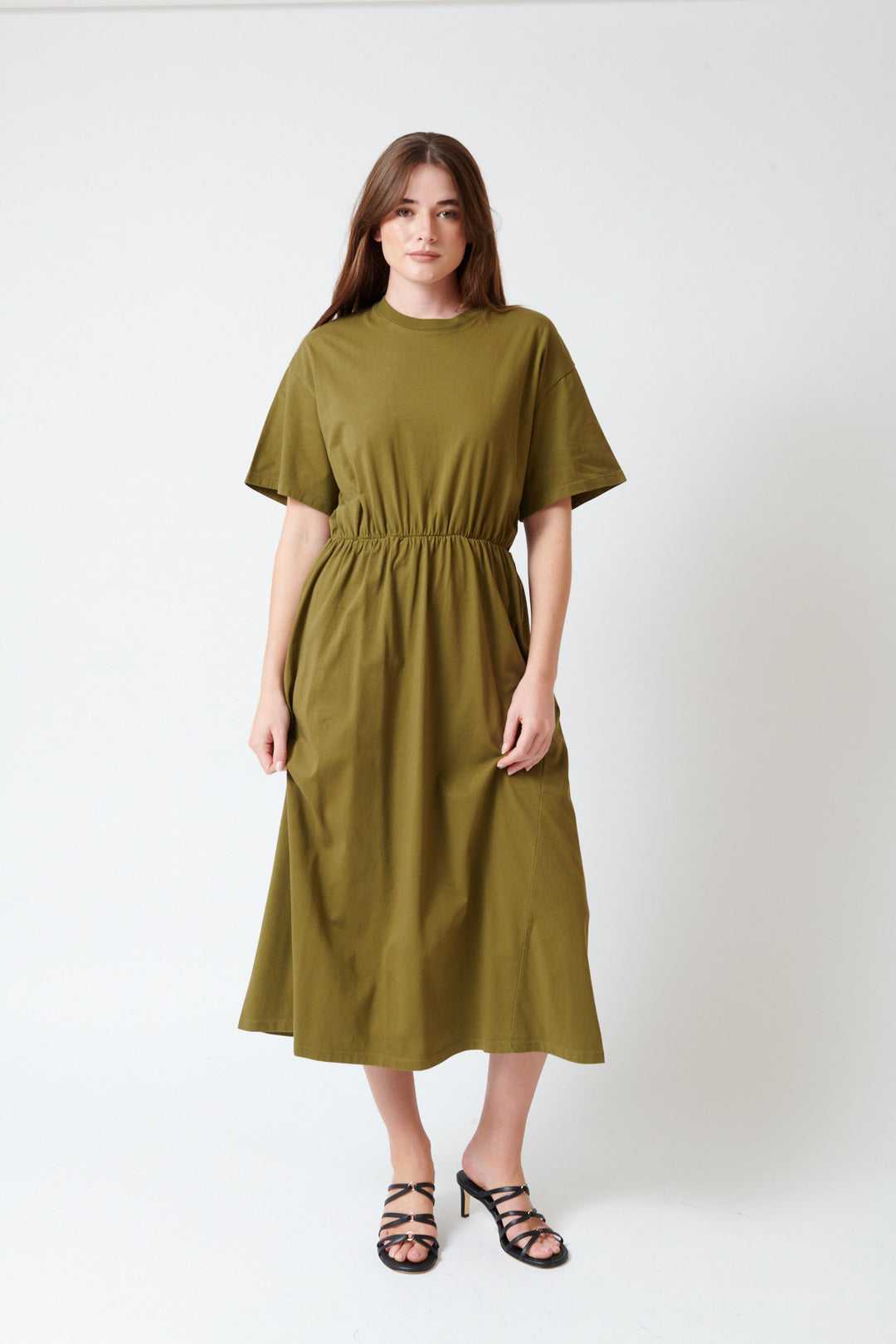Julia wearing Kowtow T Shirt Dancer Dress front view