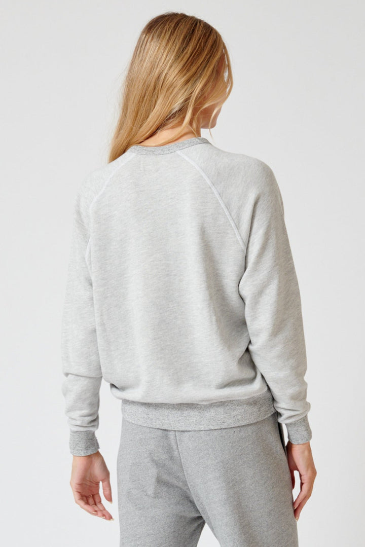 Mari wearing The Great The College Sweatshirt w/ Running Horses rear view
