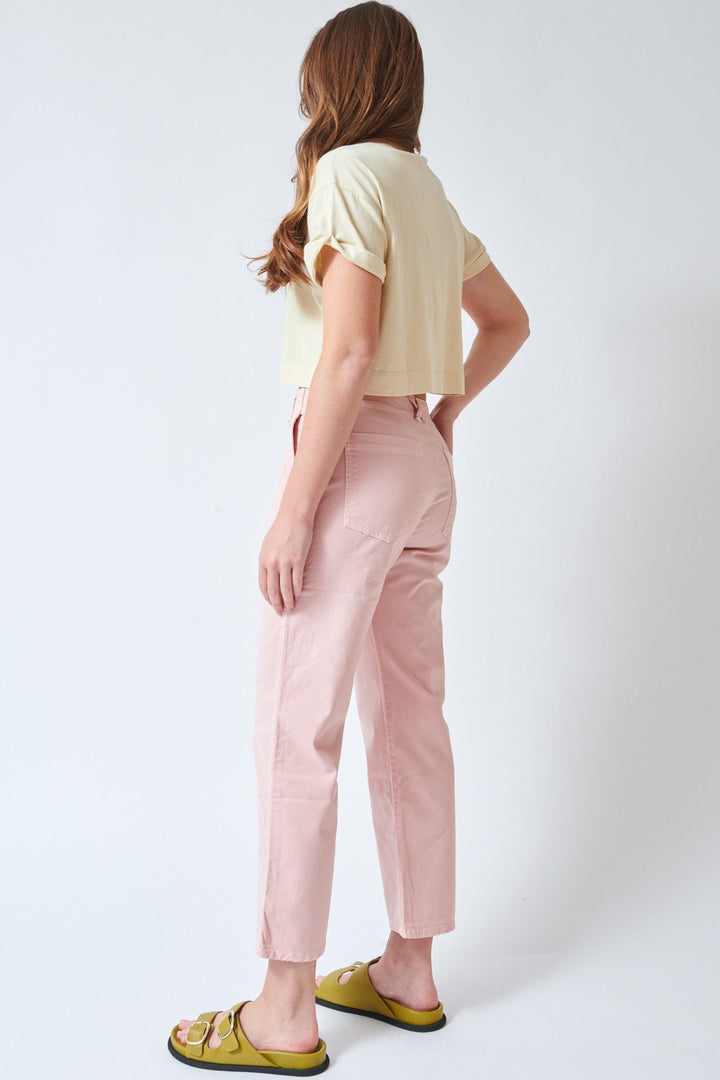 Julia wearing ASKK NY Tomboy sanded pink rear view