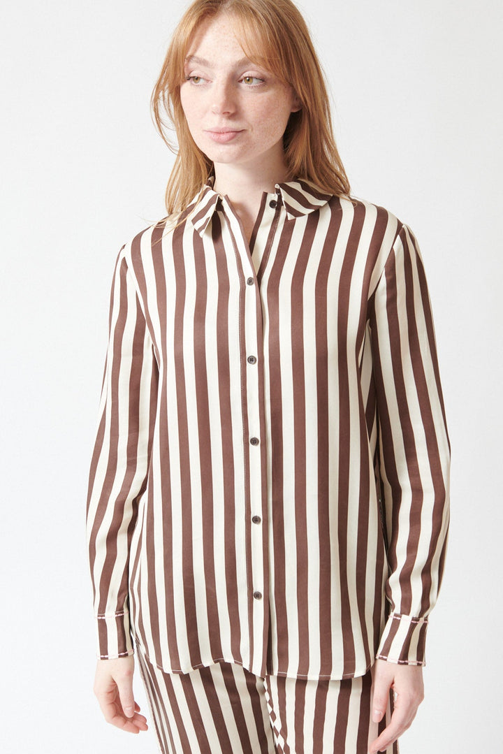 Waverly wearing Stine Goya Dry Viscose Long Sleeve Shirt front view