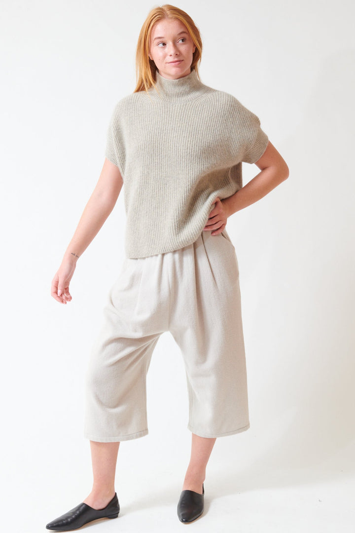 Aysia wearing Evam Eva Tuck Pants front view