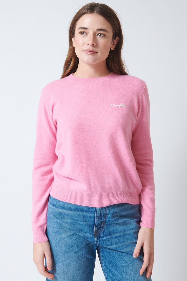 Julia wearing Jumper 1234 Naughty Crew front view