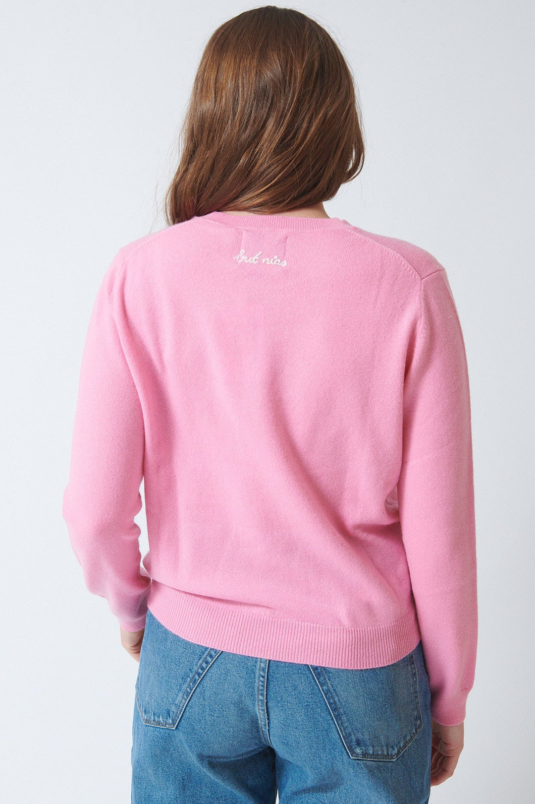 Julia wearing Jumper 1234 Naughty Crew rear view