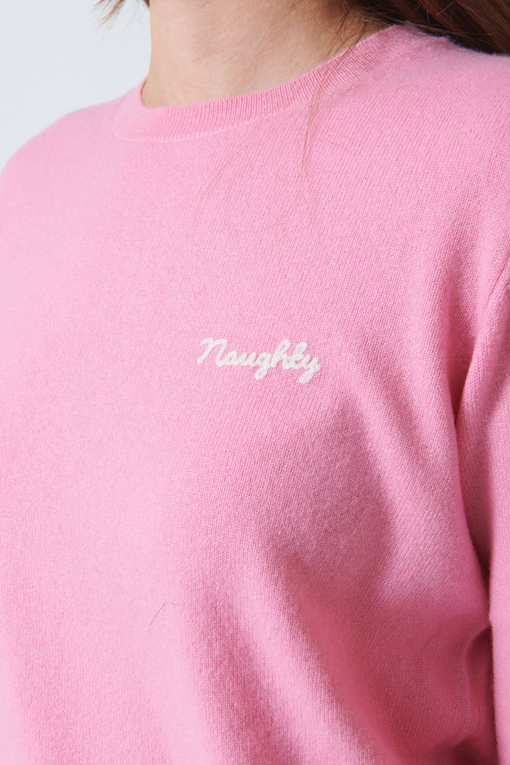 Julia wearing Jumper 1234 Naughty Crew front view