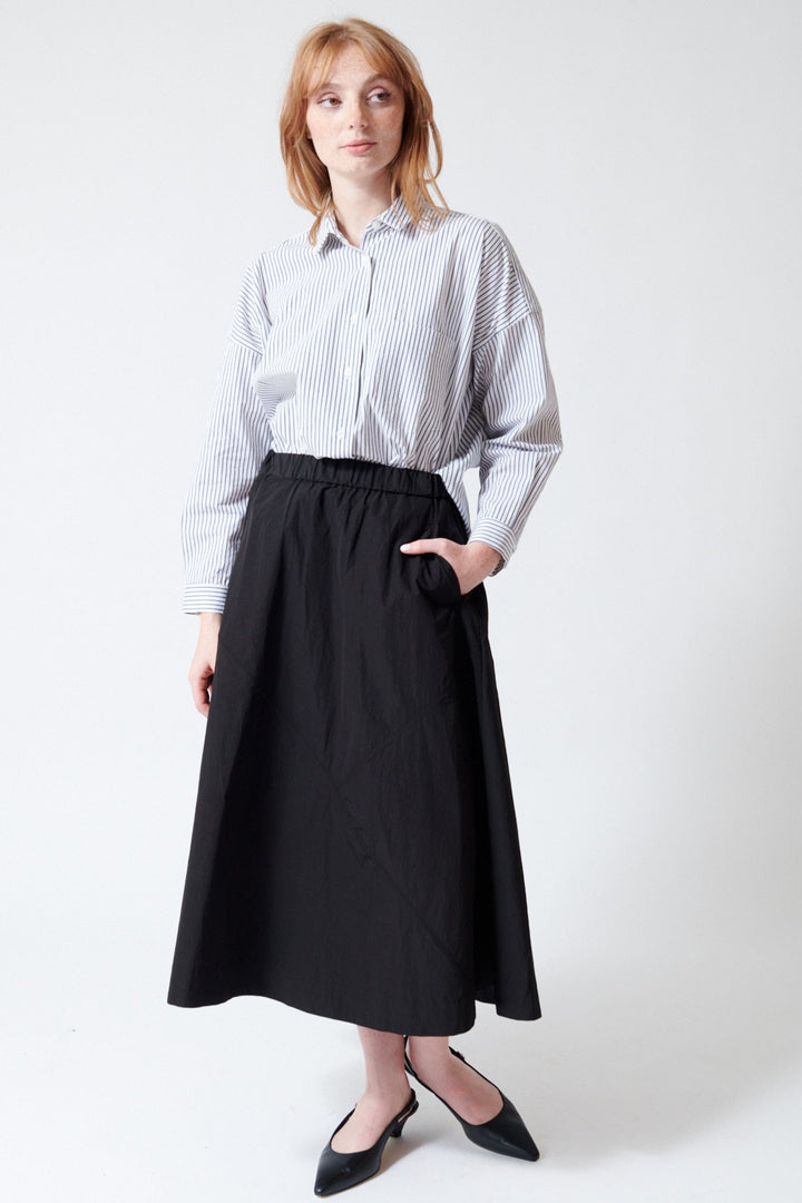 Waverly wearing Fabiana Pigna Ebba Italian Paper Taffeta Skirt Nebula in Nubula, front view.