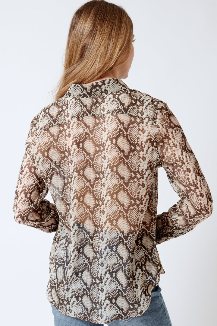 Mari wearing Nili Lotan Gaia Slim Shirt rear view