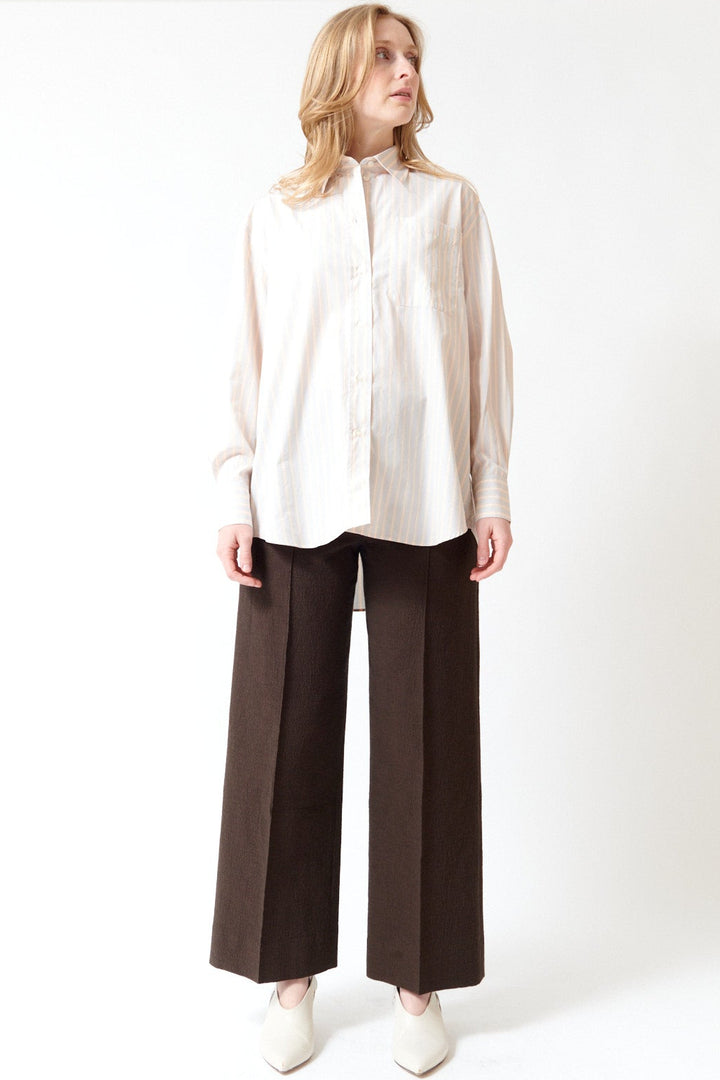 Madi wearing Soeur Waffle Finish Cotton Harry Trousers front view