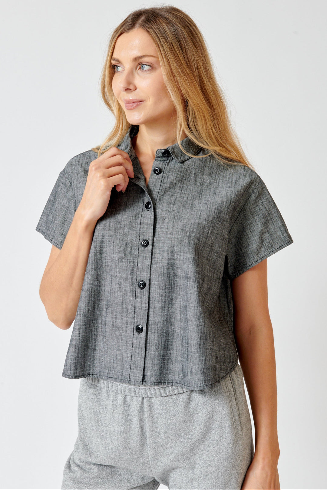 Mari wearing The Great The Valor Top front view