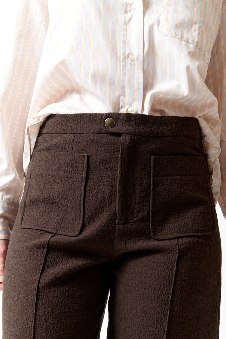 Madi wearing Soeur Waffle Finish Cotton Harry Trousers front view