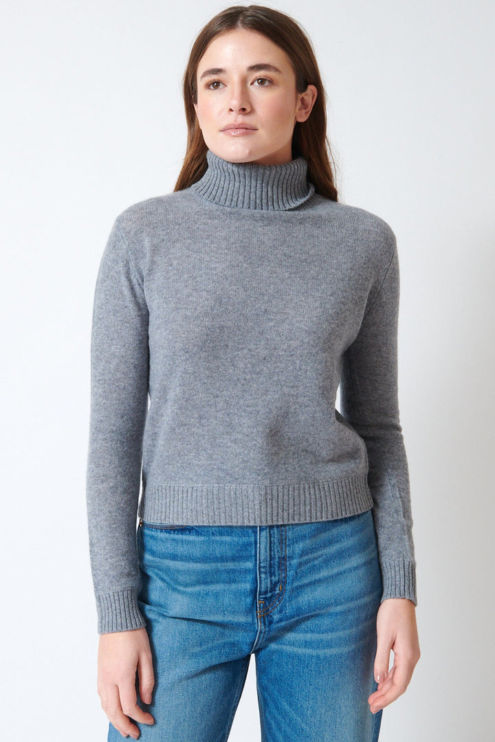 Julia wearing Jumper 1234 Light Roll Collar front view
