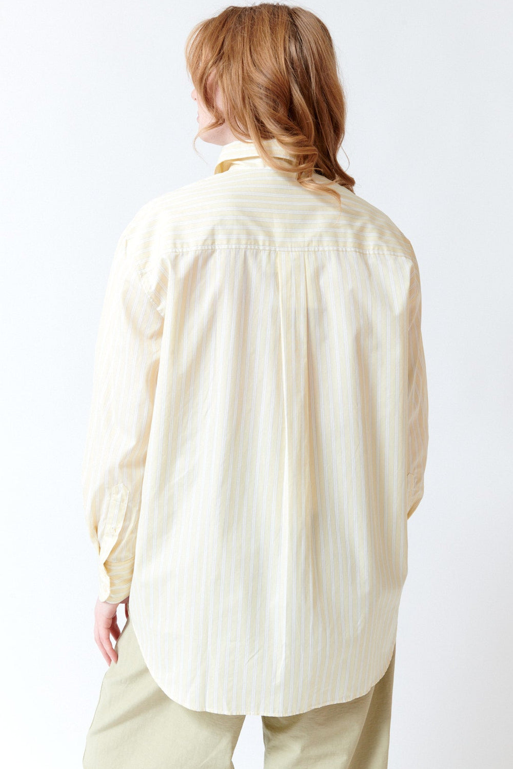 Waverly wearing Soeur Striped Cotton Poplin Carlotta Shirt rear view