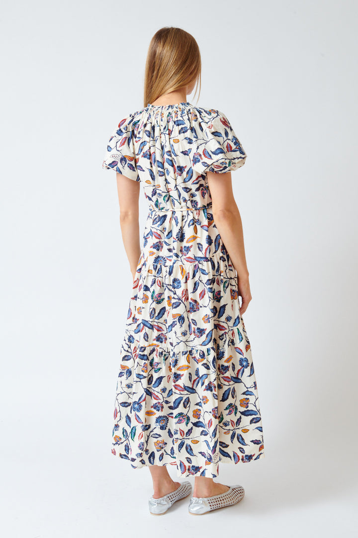 Mari wearing Apiece Apart Uva Romantic Maxi Dress rear view