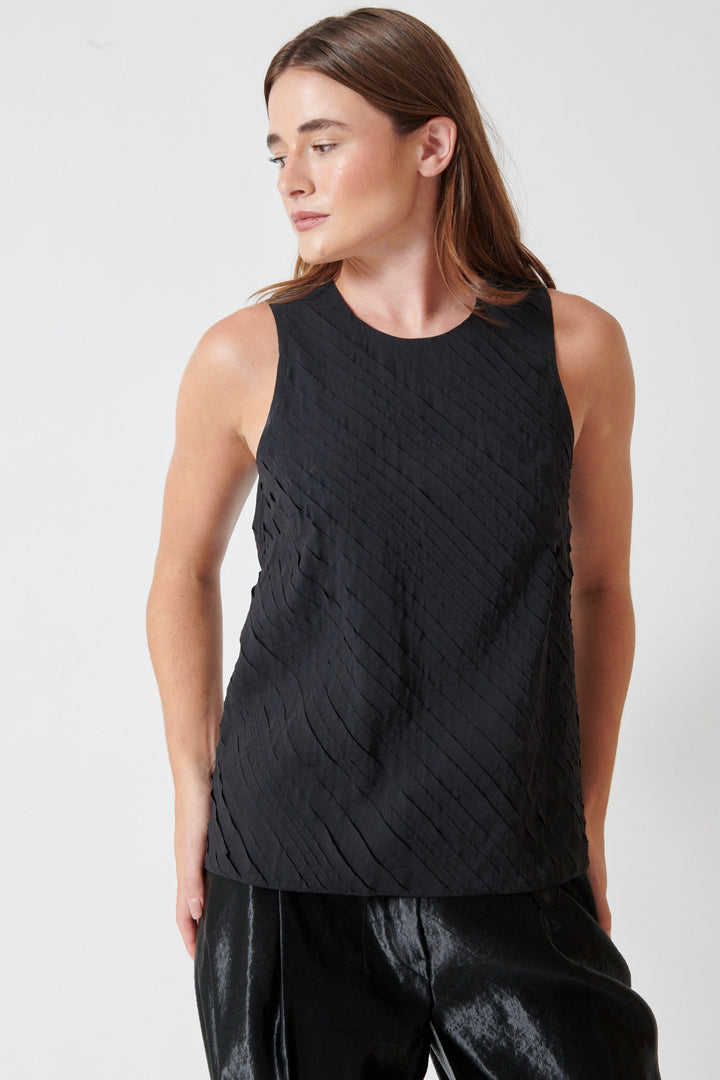 Julia wearing Christian Wijnants Tina Tank Top front view