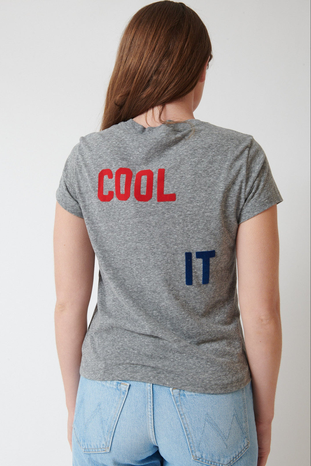Julia wearing Mother Denim The Boxy Goodie Goodie rear view