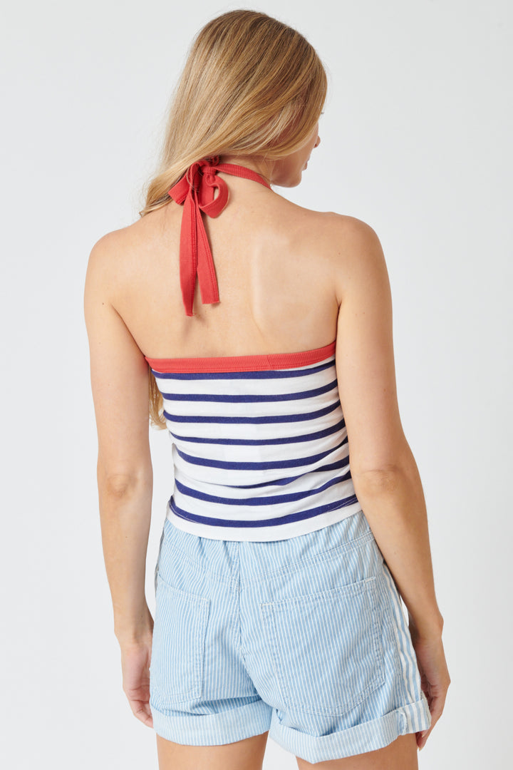 Mari wearing ASKK NY Halter Tank rear view