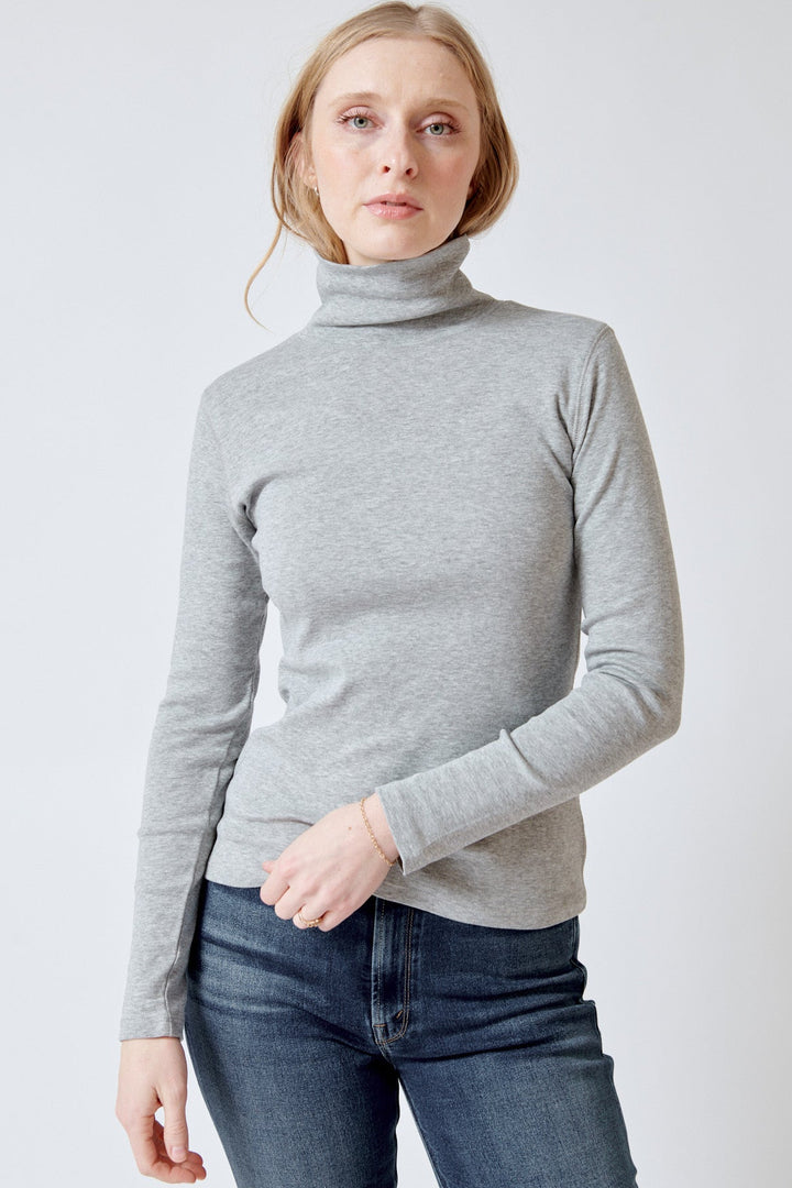 Madi wearing Lilla P Long Sleeve Turtleneck Tee front view