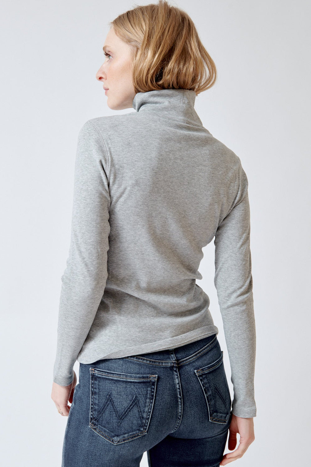 Madi wearing Lilla P Long Sleeve Turtleneck Tee rear view