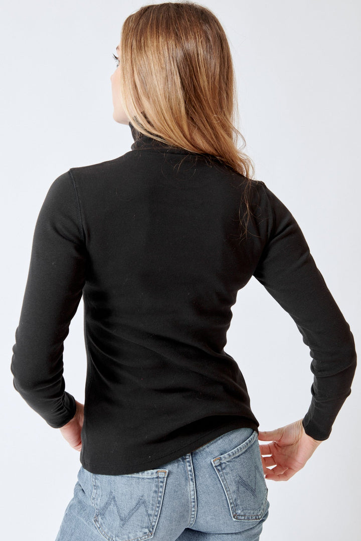 Mari wearing Lilla P Long Sleeve Turtleneck Tee rear view