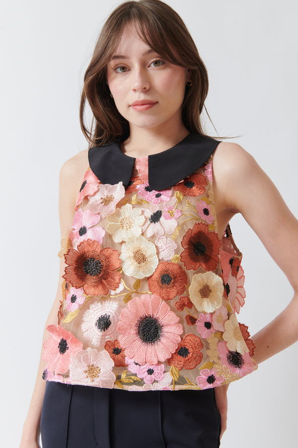Angela wearing Dorothee Schumacher Blooming Meadow Top front view
