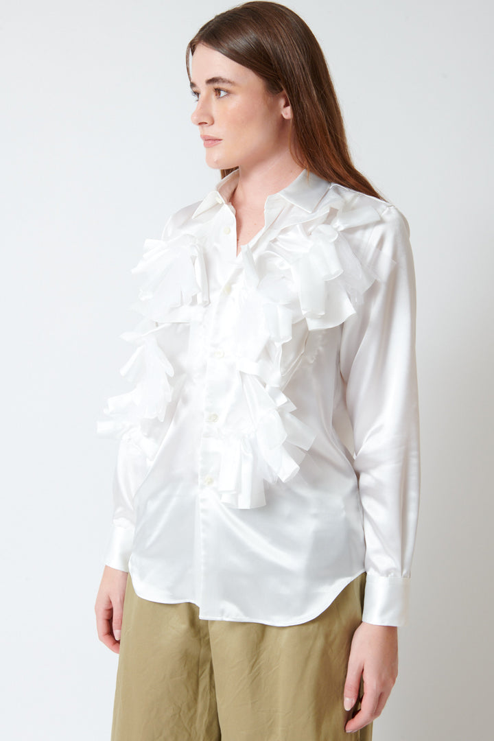 Julia wearing Comme des Garçons Celebration Blouse front view