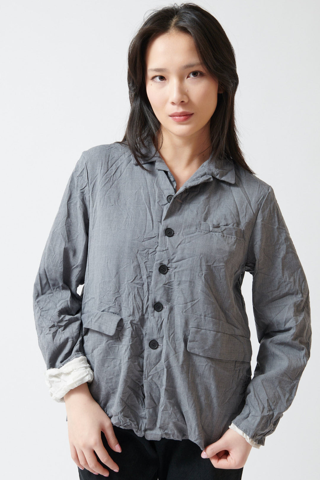 Lilly wearing Pas de Calais Wool Blend Twill Jacket front view