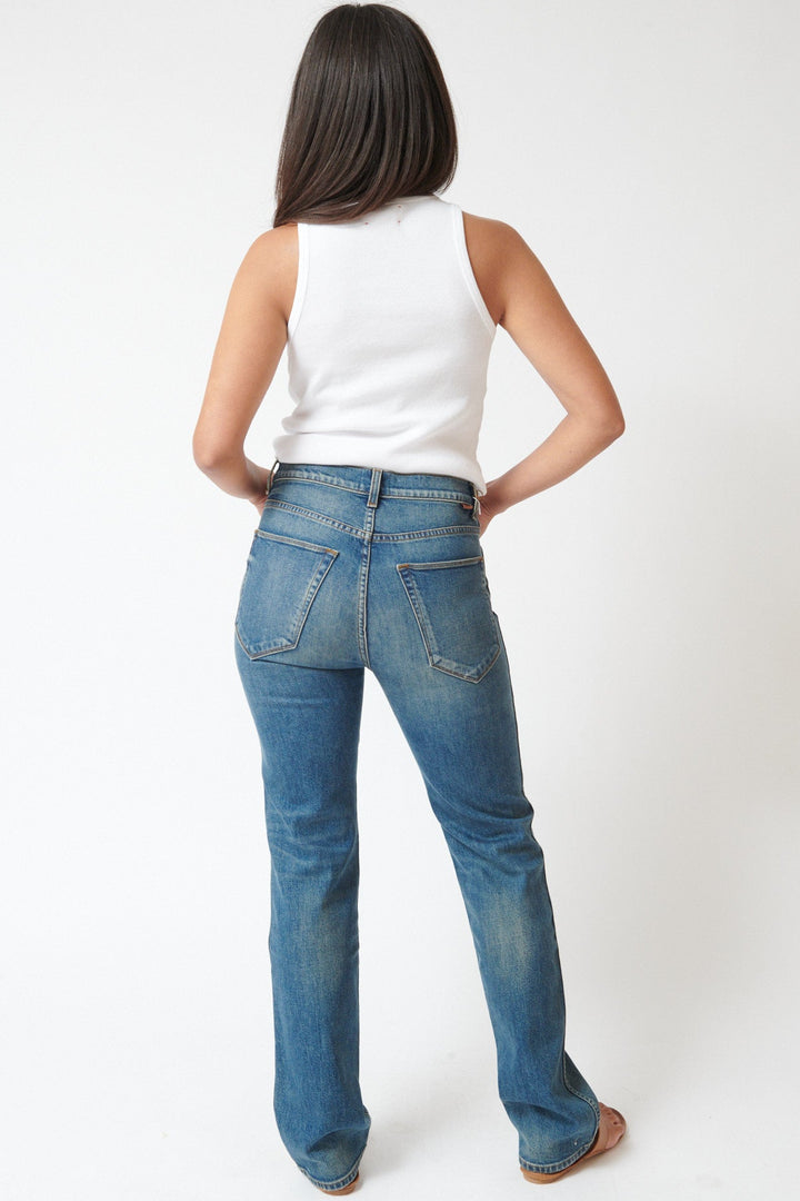 Amanda wearing Jamie Haller The Freddie Jean rear view