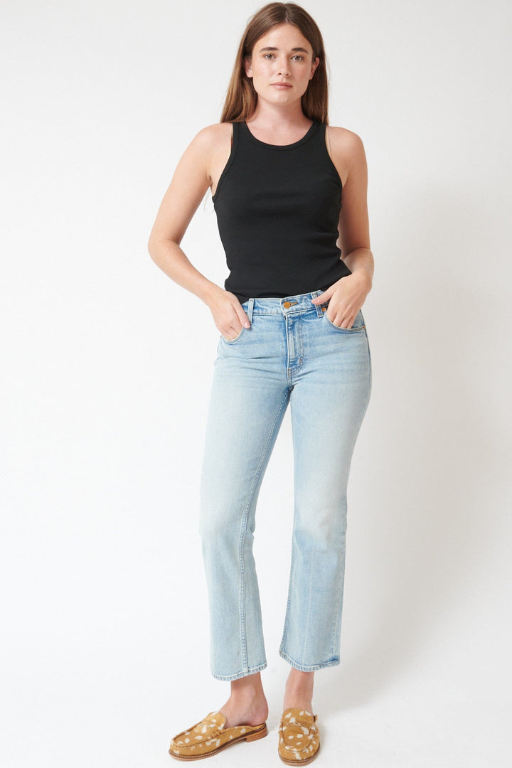 Julia wearing Jamie Haller The Rooney Mid Jean front view
