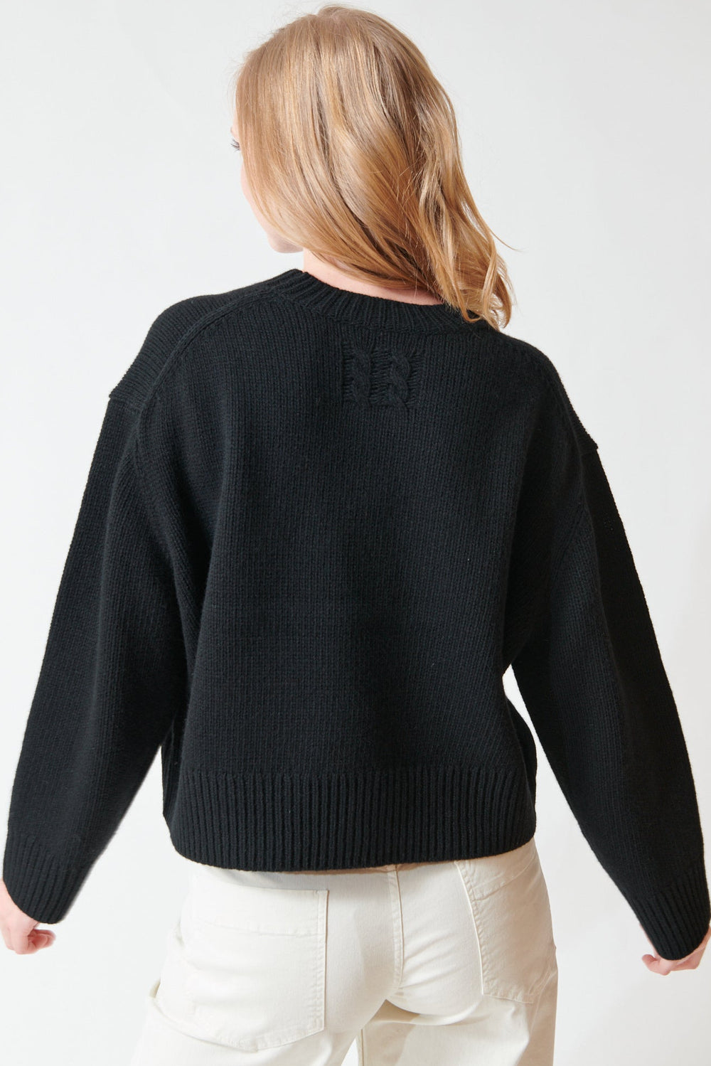 Madi wearing Nili Lotan Haisley Sweater rear view