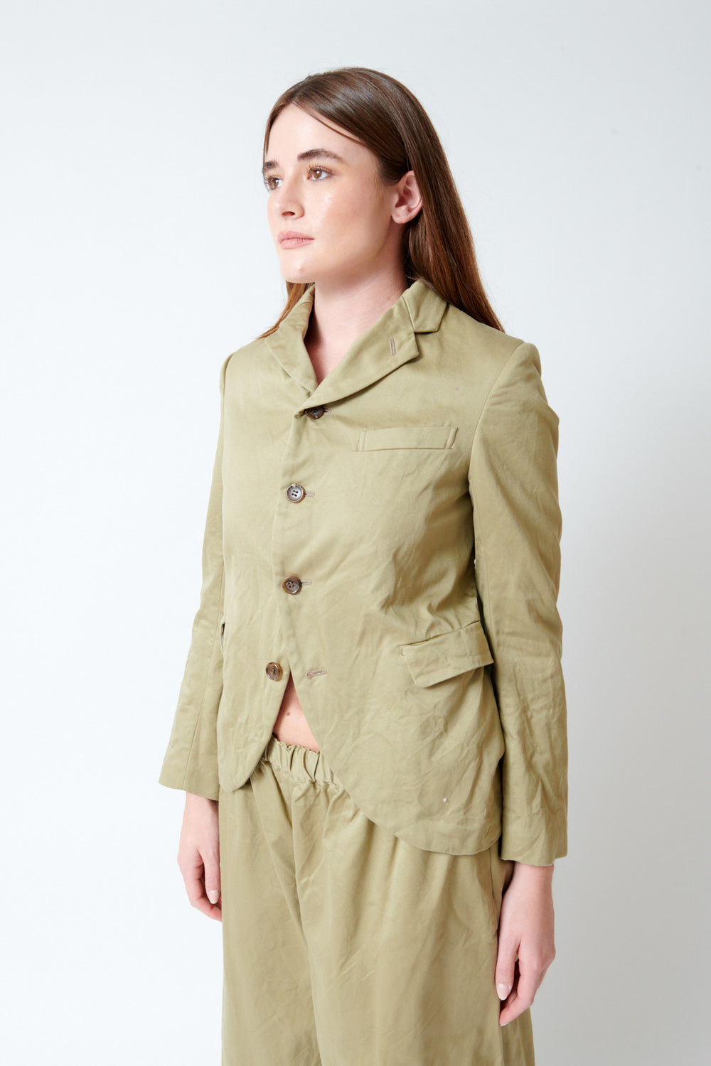 Julia wearing Comme des Garçons Rounded Scout Jacket front view