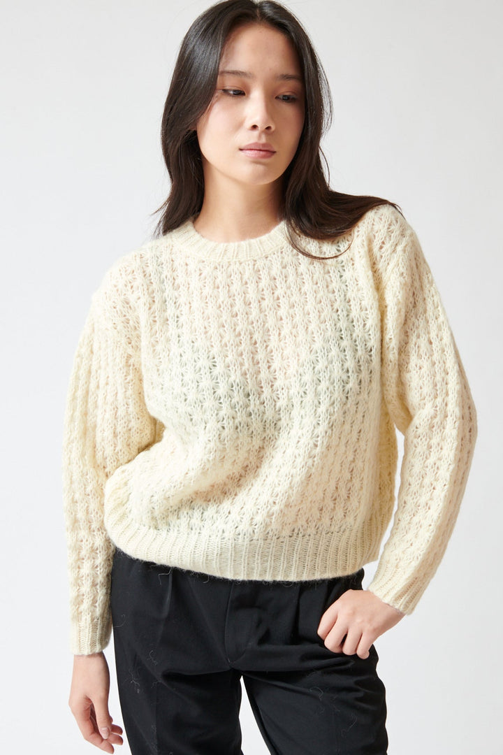 Lilly wearing Peserico Virgin Wool And Alpaca Blend Knitted Sweater front view