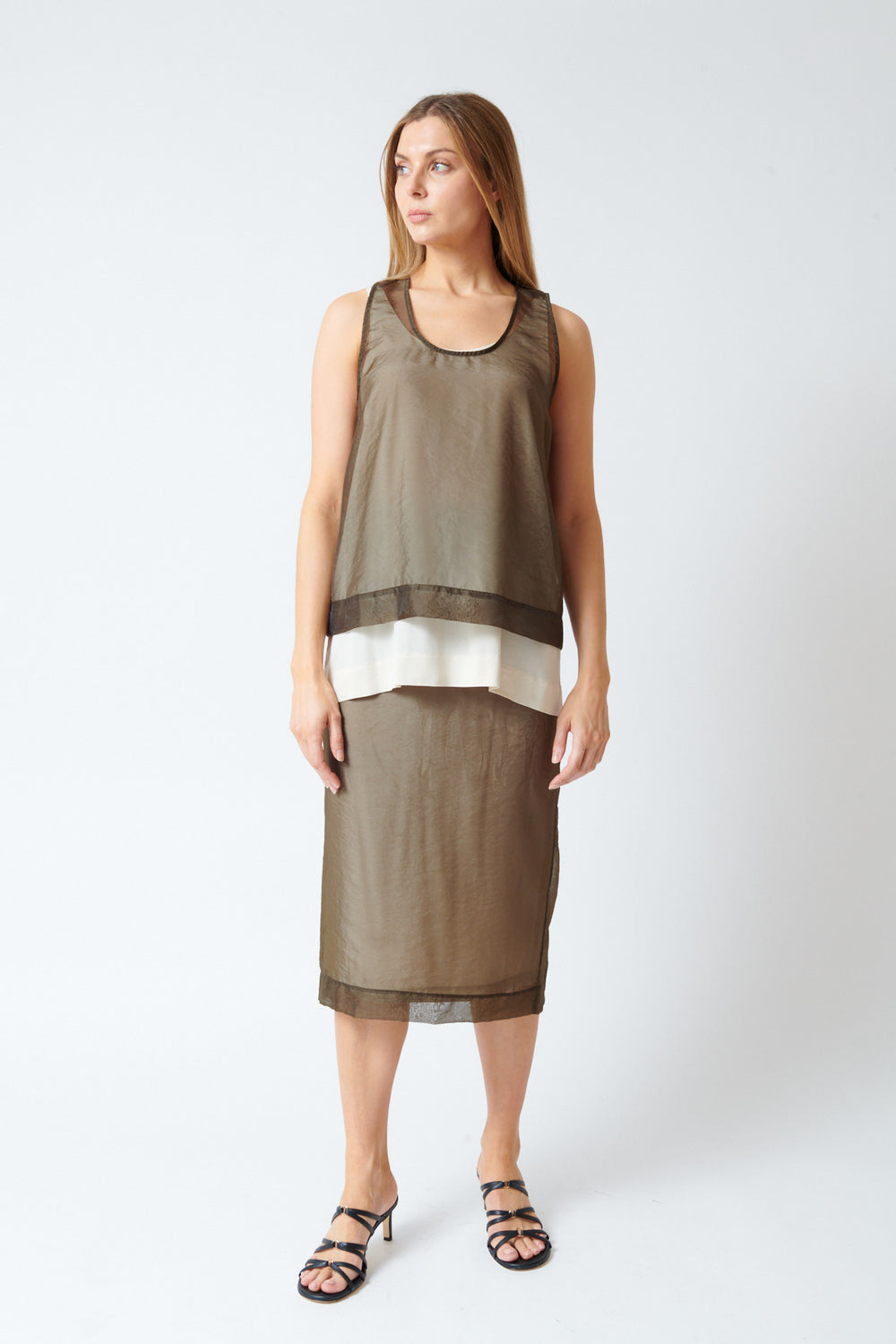 Mari wearing Tela Tango Skirt front view
