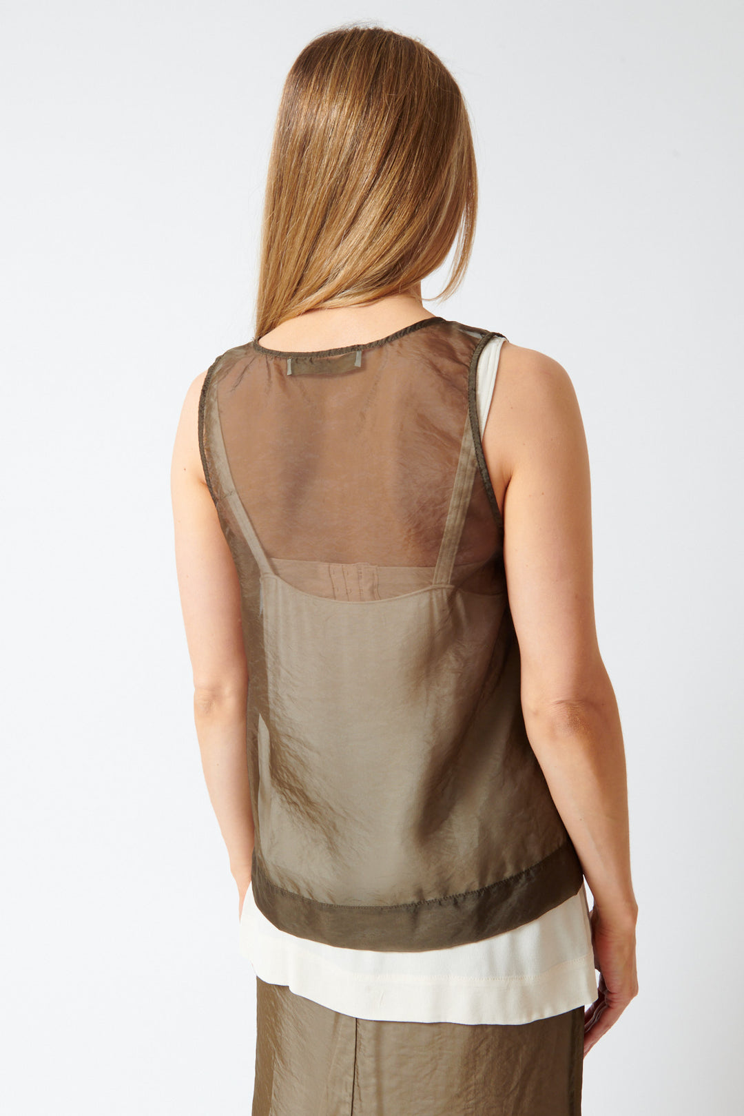 Mari wearing Tela Tetris Top rear view