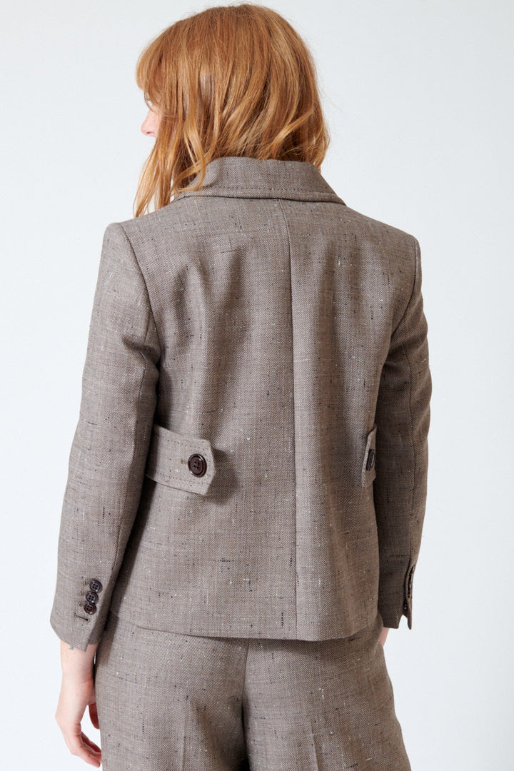 Waverly wearing Dorothee Schumacher Casual Attraction Jacket rear view