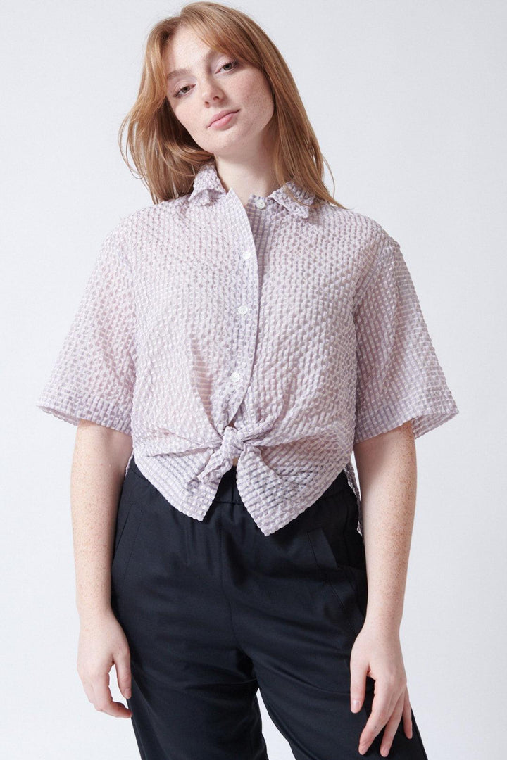 Waverly wearing Tela Plinio Shirt front view