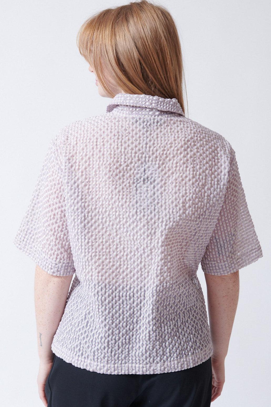 Waverly wearing Tela Plinio Shirt rear view