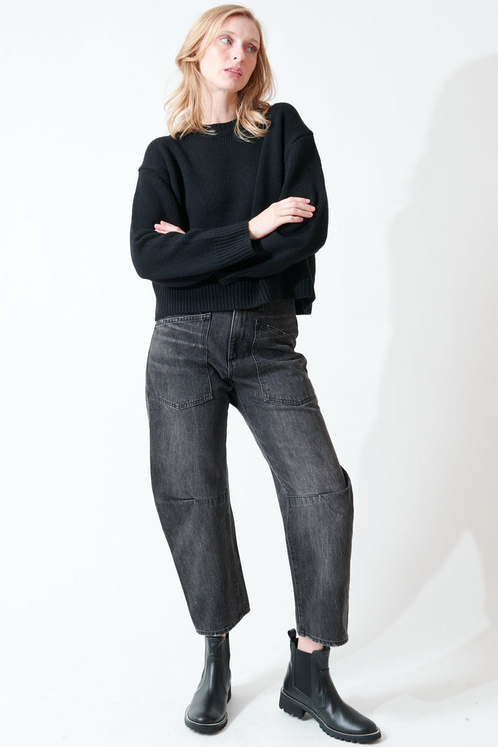 Madi wearing Nili Lotan Shon Jean front view