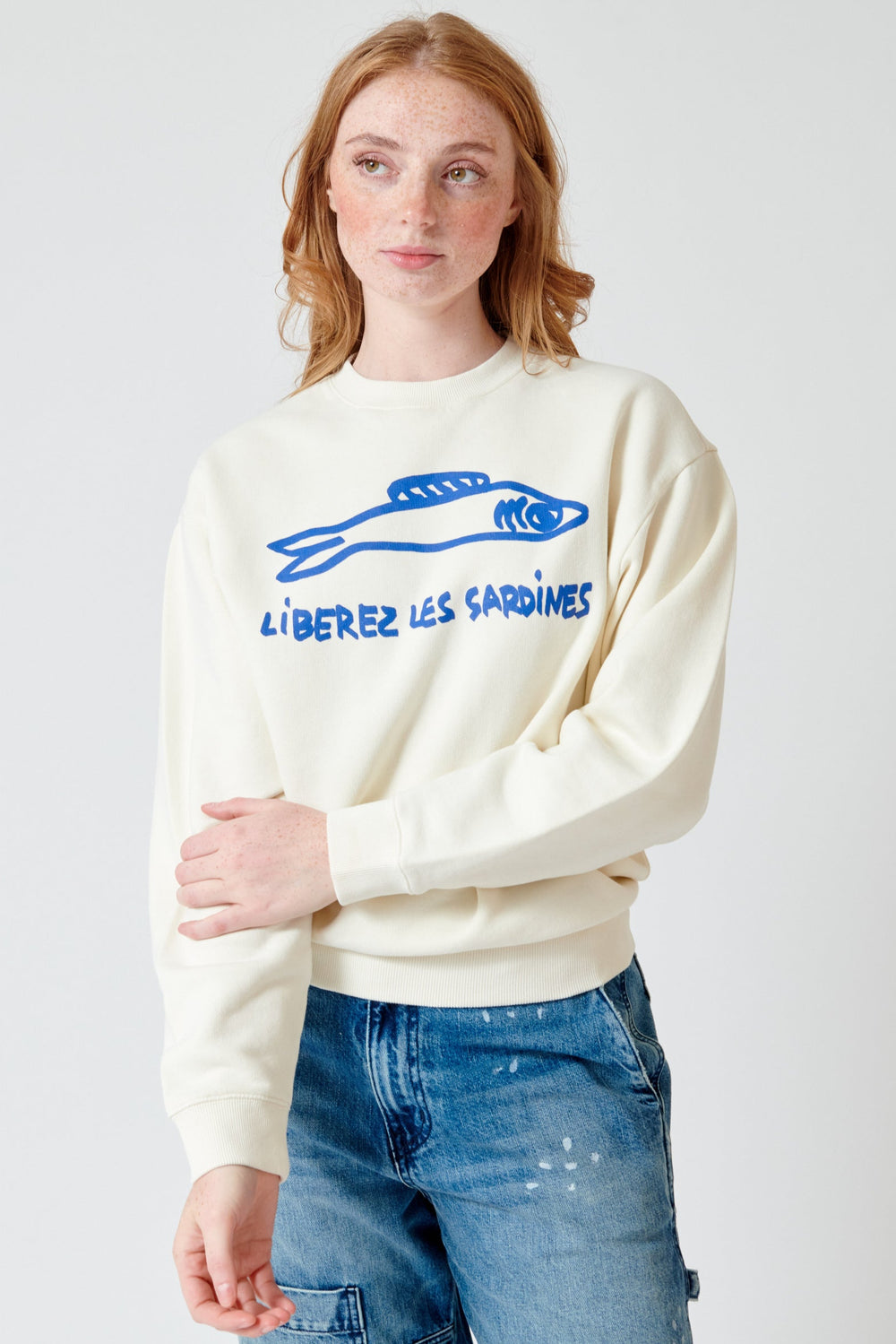 Waverly wearing Clare V. Oversized Sweatshirt front view